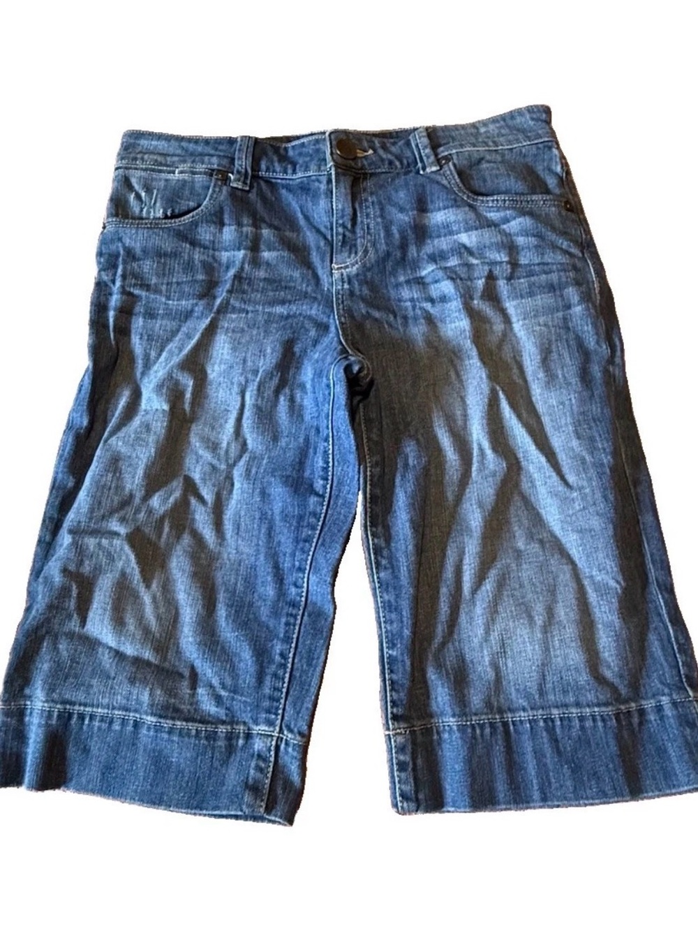 Kut From the Cloth Denim Bermuda Shorts Wide Leg Cropped Capris Women 8